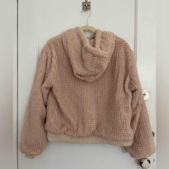Anthropologie fuzzy hooded sweatshirt. Size small. Blush color. - Picture 2 of 3